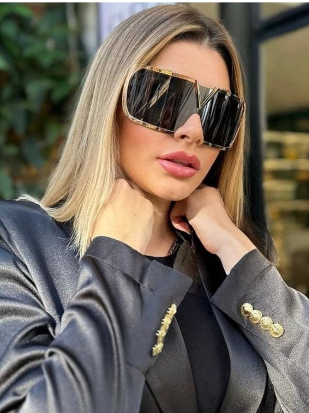 Valentino V-ROMASK VLS-120B Sunglasses Gold Shield Frame, Brown Lenses